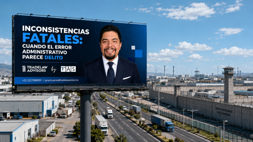 Espectacular corporativo que advierte sobre los riesgos fiscales, aduaneros y penales derivados de inconsistencias documentales, contables y operativas en comercio exterior.