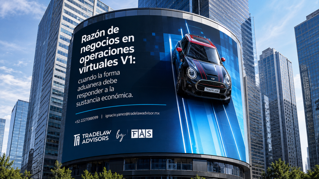 Representación de una operación V1 sujeta al análisis de razón de negocios y sustancia económica en materia fiscal y aduanera.